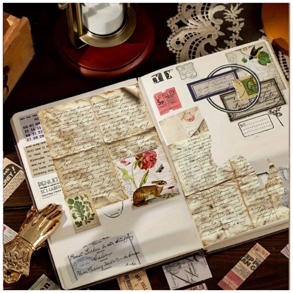 NWT Vintage Scrapbooking Paper & Aged Letter Ephemera Pack 36pc 6x6